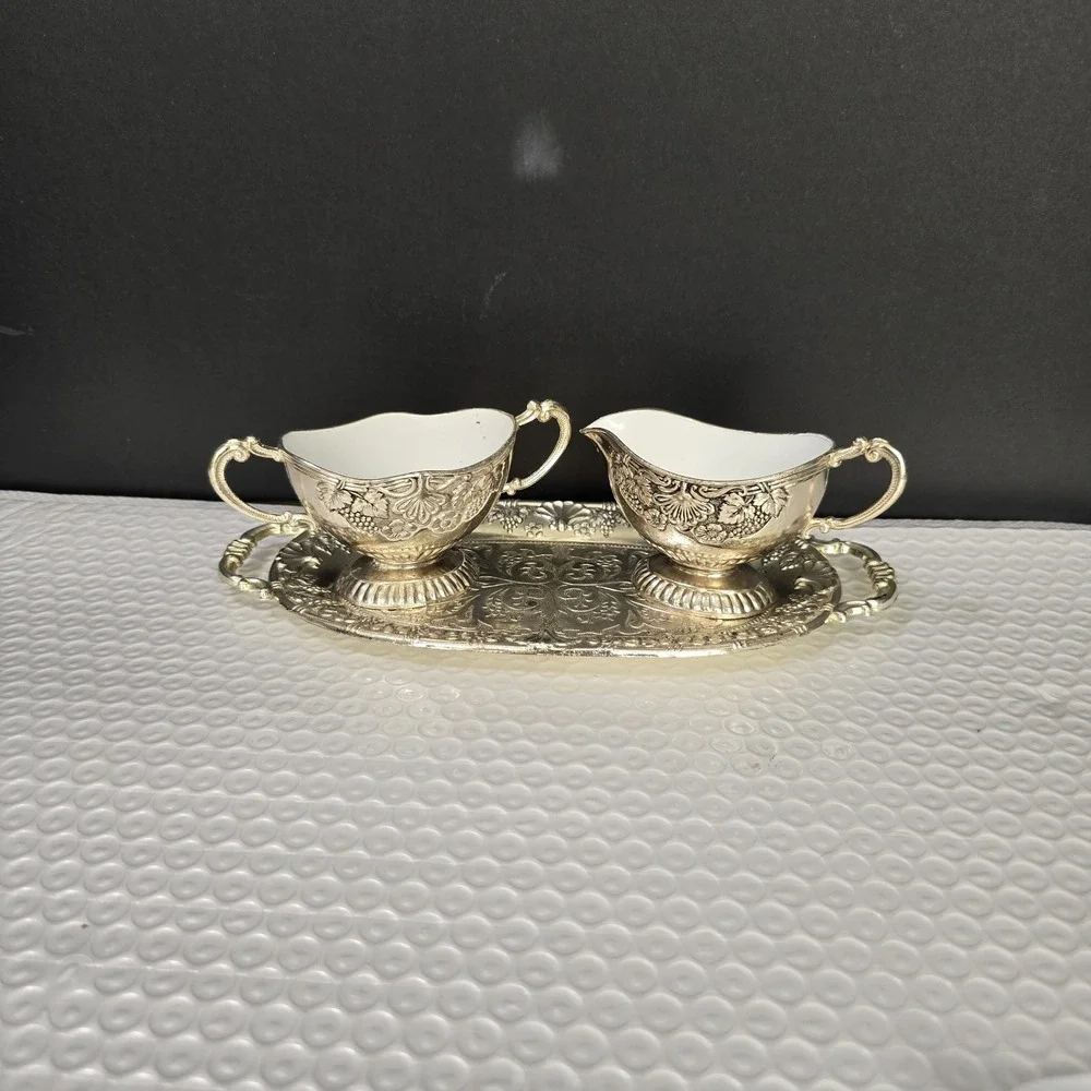 Vtg MCM Sugar Creamer Set With Tray Japan 50s 60s